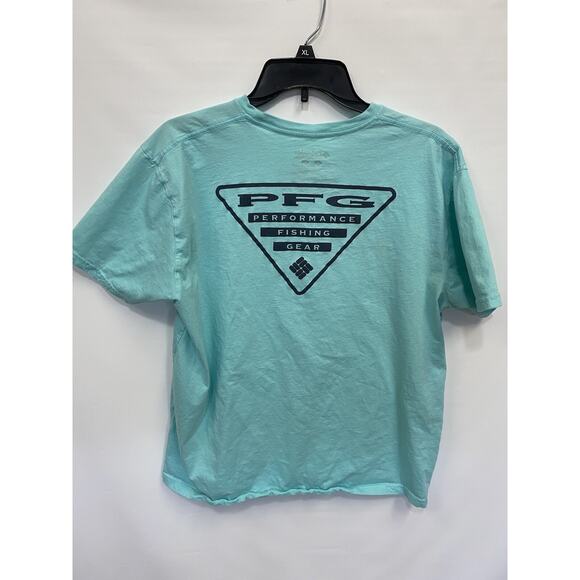 Columbia Pullover Adult Blue T-Shirt XL Short Sleeve Mens Cotton Blend - Picture 2 of 8